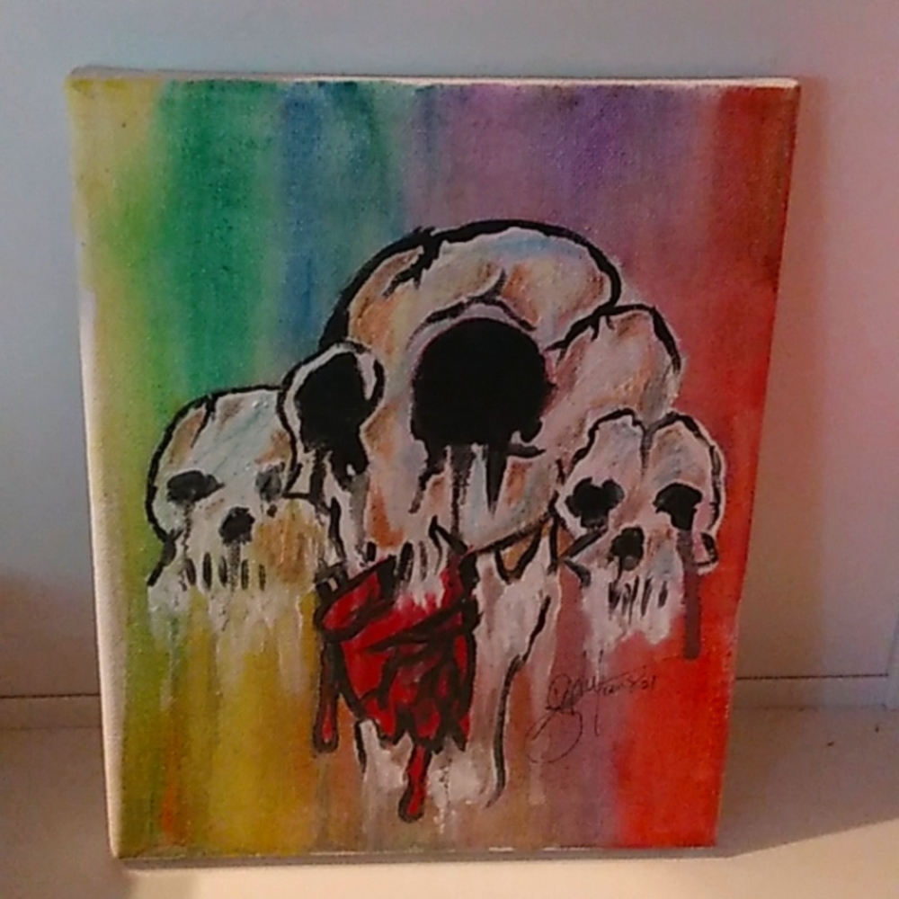 Watercolor/acrylic skull